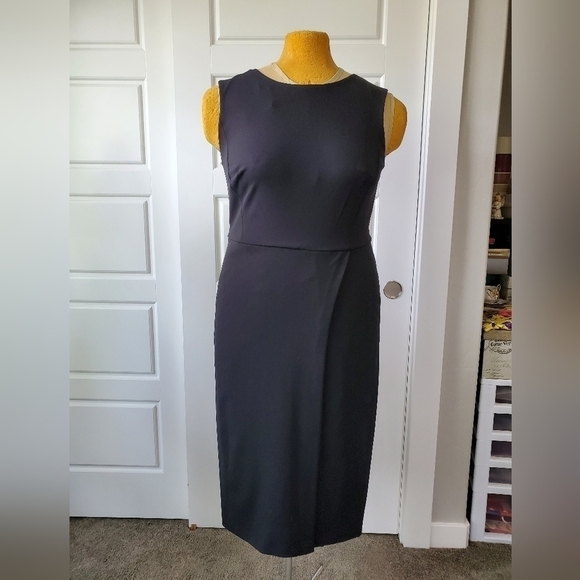 NWT CONNECTED APPAREL BLACK SHEATH SLEEVELESS DRESS LACE INSERT WOMEN SIZE 14 - Picture 1 of 13